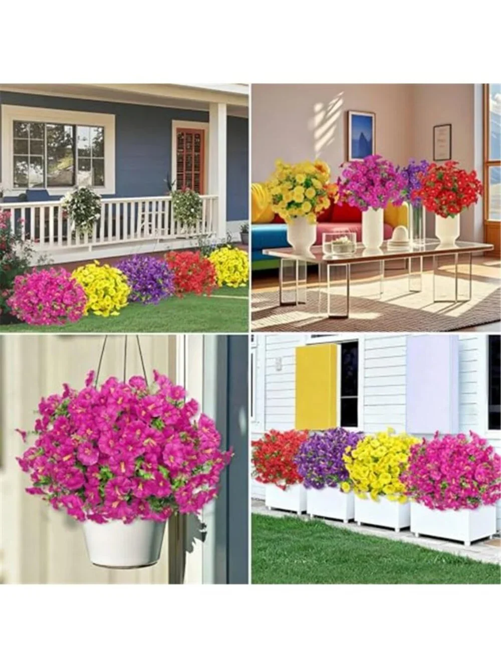 24 Bundle Artificial Silk Flowers Outdoor UV Resistant Faux Eucalyptus Decor